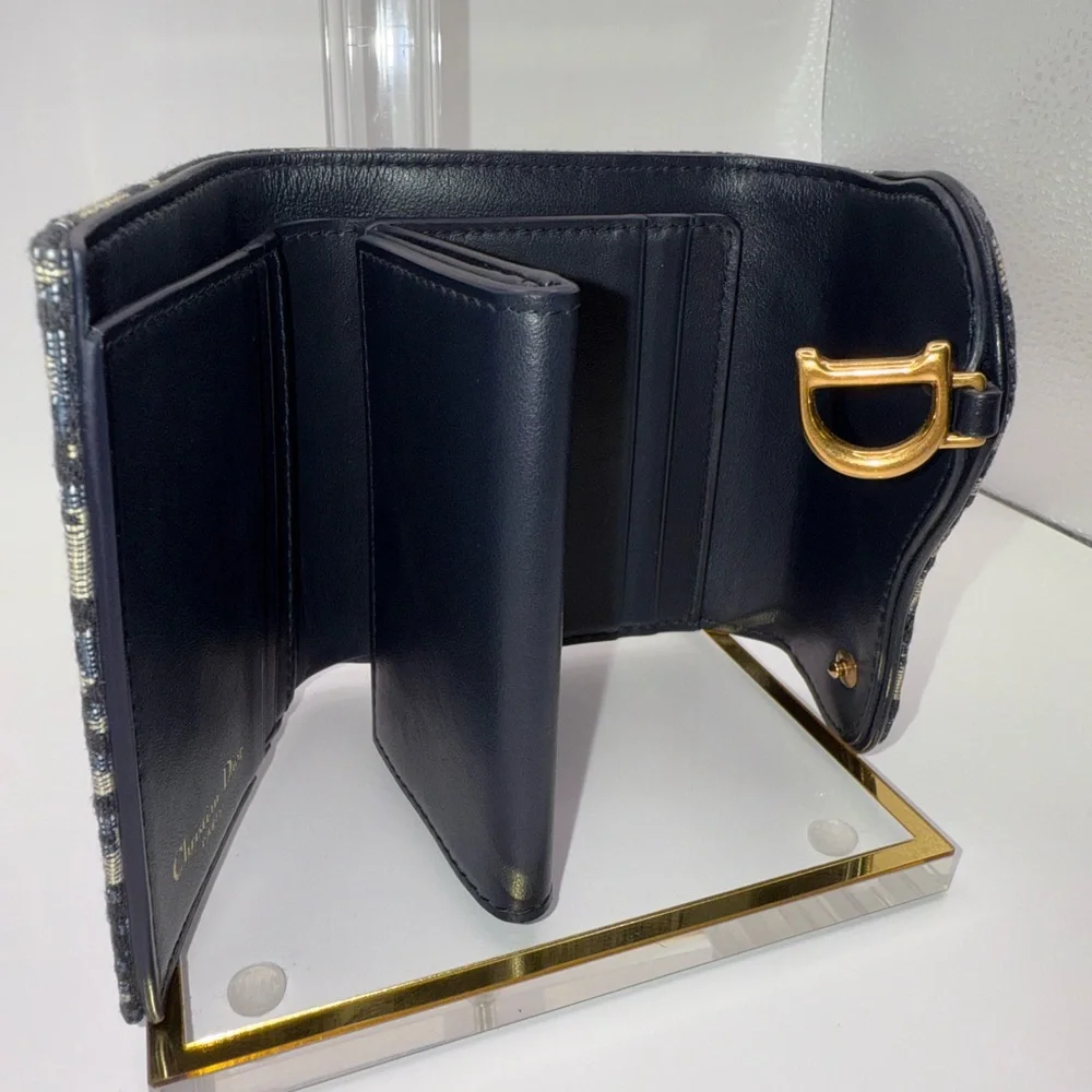Dior Navy and Beige Monogram lotus Wallet